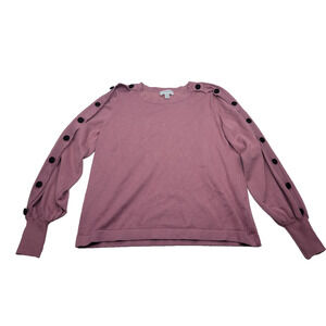 Carmen Marc Valvo Pink Blush Women's Sweater Size Small Black Button Detail
